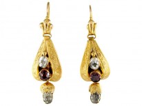 Victorian Garnet & Crystal 15ct Gold Teardrop Earrings