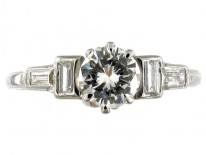 Diamond Solitaire Ring with Diamond Baguette Shoulders