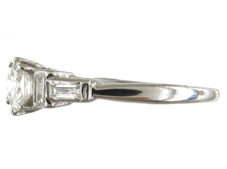 Diamond Solitaire Ring with Diamond Baguette Shoulders