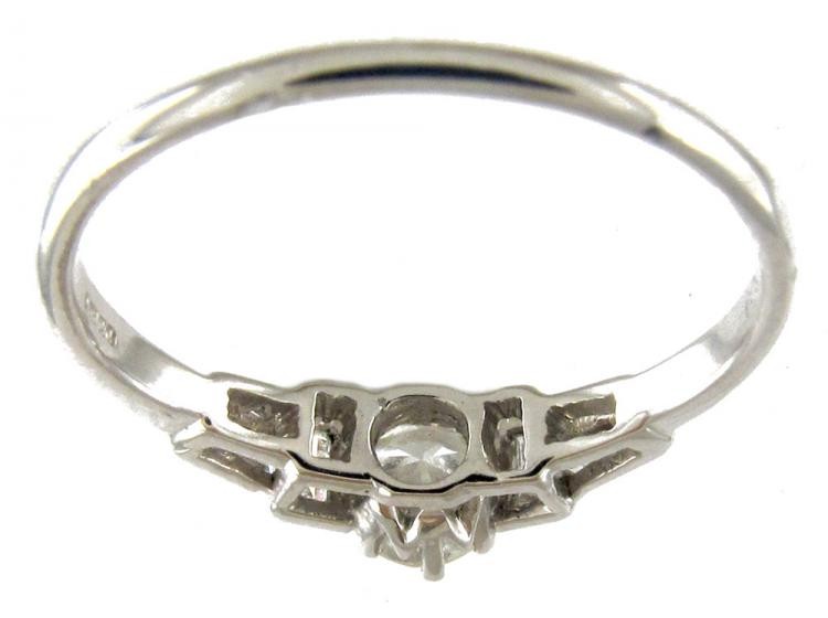 Diamond Solitaire Ring with Diamond Baguette Shoulders