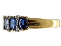 Sapphire & Rose Diamond Five Stone Ring