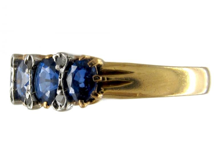 Sapphire & Rose Diamond Five Stone Ring