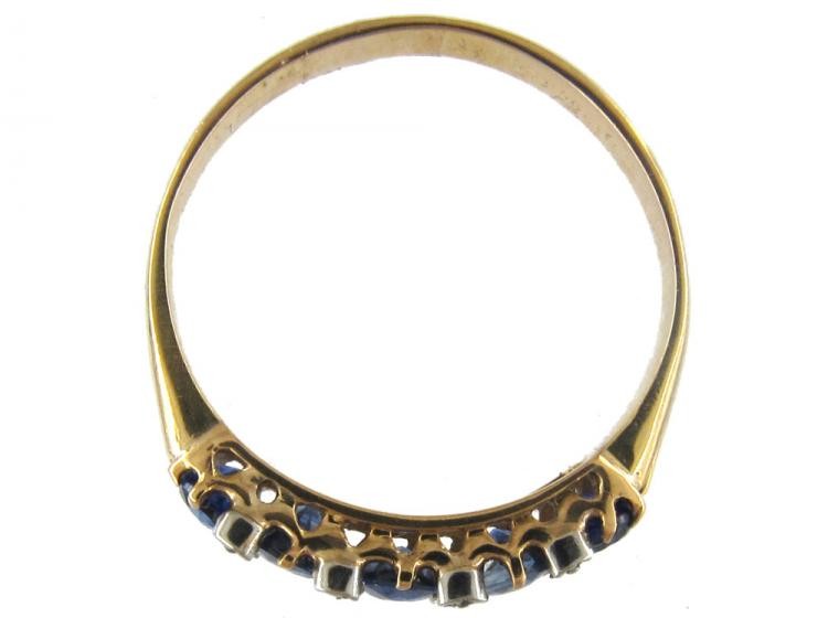 Sapphire & Rose Diamond Five Stone Ring