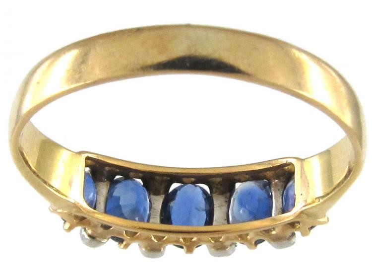 Sapphire & Rose Diamond Five Stone Ring