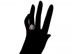 Sapphire, Ruby & Diamond Victorian Double Heart Ring