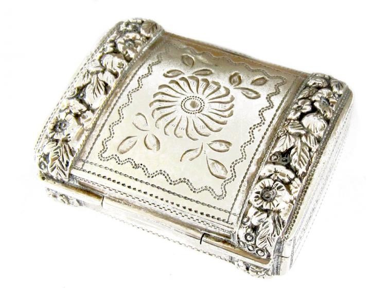 Georgian Silver Engraved & Repousse Vinaigrette