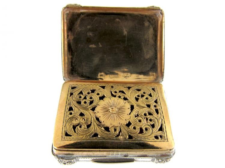 Georgian Silver Engraved & Repousse Vinaigrette