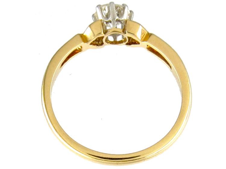 Single Stone Diamond Yellow Gold Solitaire Ring of Geometric Design