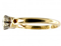 Single Stone Diamond Yellow Gold Solitaire Ring of Geometric Design