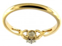 Single Stone Diamond Yellow Gold Solitaire Ring of Geometric Design