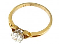 Single Stone Diamond Yellow Gold Solitaire Ring of Geometric Design