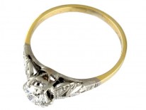 Art Deco Single Stone Diamond Ring Set in 18ct Yellow Gold