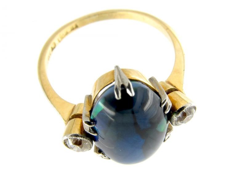 Art Deco Black Opal & Diamond Ring
