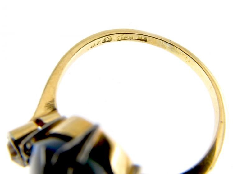 Art Deco Black Opal & Diamond Ring