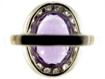 Large Amethyst & Diamond Oval Cluster Ring