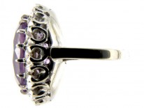 Large Amethyst & Diamond Oval Cluster Ring