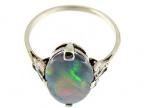 Art Deco Black Opal, Diamond & Sapphire Ring