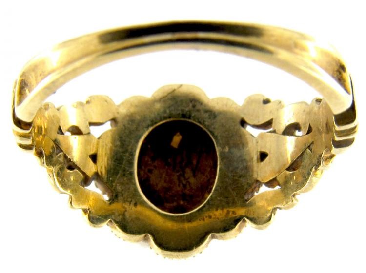 15ct Gold Regency Emerald, Natural Split Pearl & Ruby Cluster Ring
