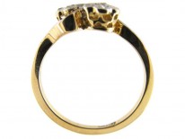 Diamond Double Cluster Crossover Flowerhead Ring