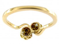 Diamond Double Cluster Crossover Flowerhead Ring