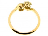 Diamond Double Cluster Crossover Flowerhead Ring
