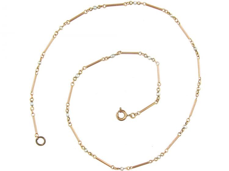 Gold & Natural Pearl Short Chain