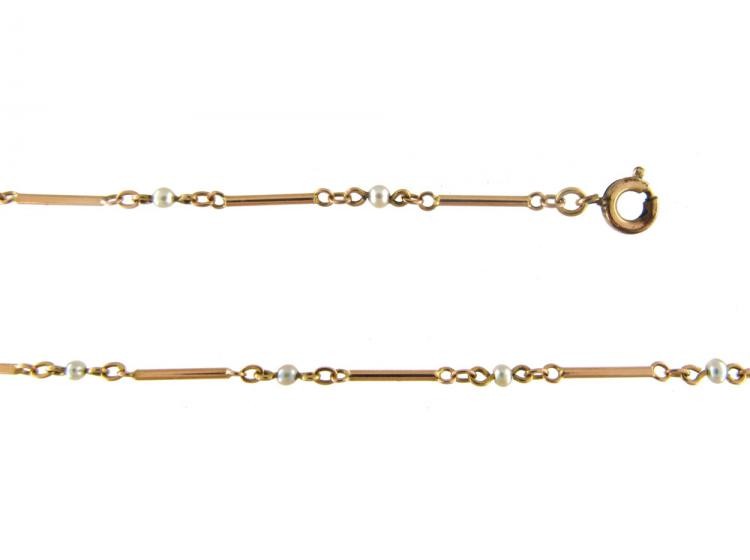 Gold & Natural Pearl Short Chain