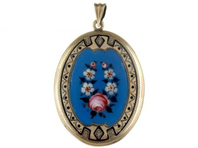 Enamel & Gold Oval Victorian Locket