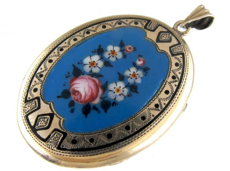 Enamel & Gold Oval Victorian Locket