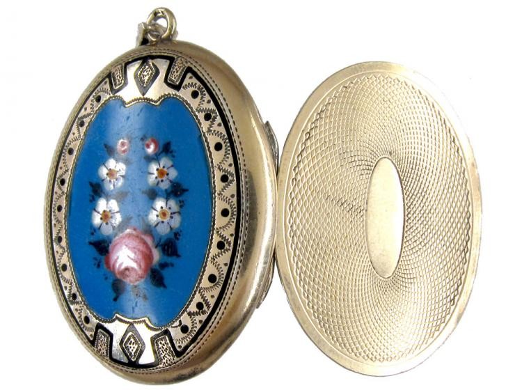 Enamel & Gold Oval Victorian Locket