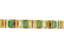 Art Deco 14ct Gold, Green Chrysoprase Bracelet