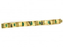 Art Deco 14ct Gold, Green Chrysoprase Bracelet
