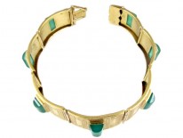 Art Deco 14ct Gold, Green Chrysoprase Bracelet