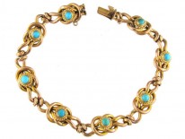 9ct Gold Victorian Bracelet Set with Turquoise