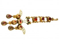 Foiled Topaz, Garnet, Green Paste & Enamel Pendant