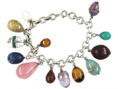 Silver & Semi Precious Stone Eggs Bracelet
