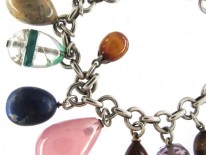 Silver & Semi Precious Stone Eggs Bracelet