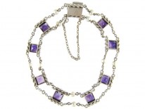 White Gold Amethyst & Natural Pearl Bracelet