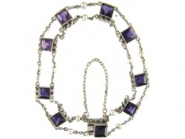 White Gold Amethyst & Natural Pearl Bracelet