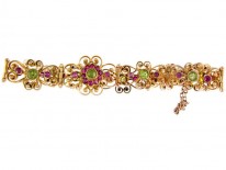 Peridot & Ruby 9ct Gold Edwardian Bracelet