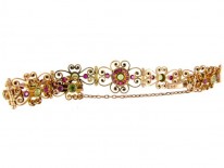 Peridot & Ruby 9ct Gold Edwardian Bracelet