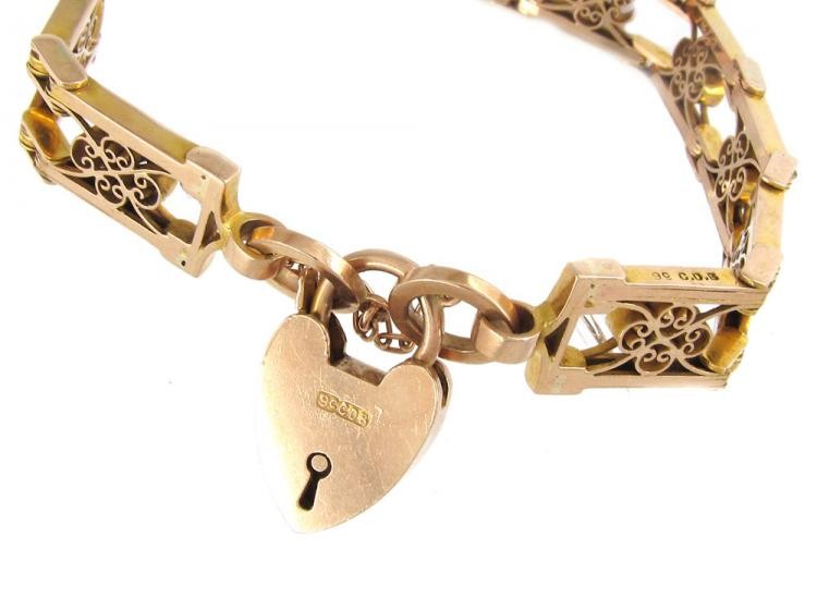 9ct Rose Gold Gate Bracelet