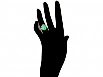 Art Deco Single Stone Jade Ring with Diamond Detail