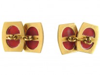 French Coral 18ct Gold Art Deco Cufflinks