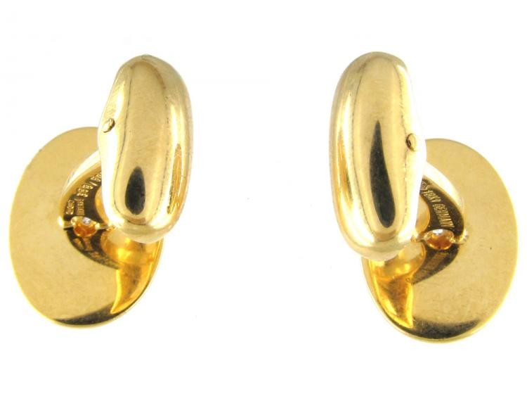 Two Colour Blue Enamel & Gold Oval Cufflinks
