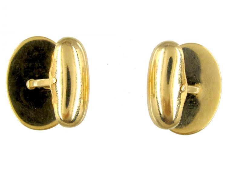 Two Colour Blue Enamel & Gold Oval Cufflinks