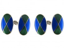 Silver & Enamel Cufflinks by Asprey