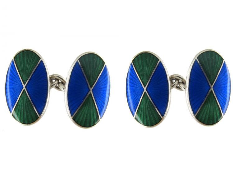 Silver & Enamel Cufflinks by Asprey