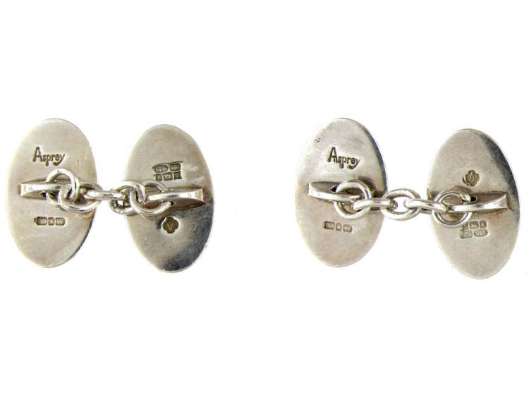 Silver & Enamel Cufflinks by Asprey (792D) | The Antique Jewellery