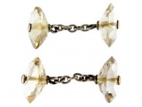 Faceted Citrine Edwardian Silver Cufflinks